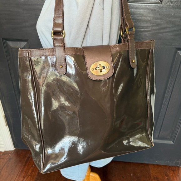 Boden Large Leather Tote Purse Brown - Picture 1 of 12